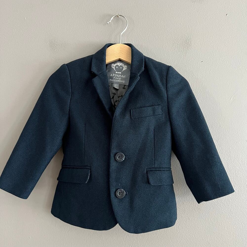 Appaman Fine Tailoring Boys Blazer 2T Navy Blue Two Button Preppy Suit Jacket